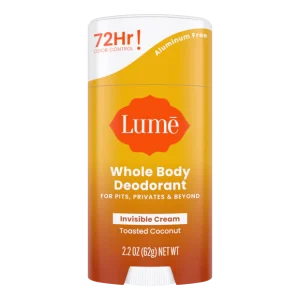 Lume Invisible Cream Deodorant, Toasted Coconut, 2.2oz Aluminum-Free